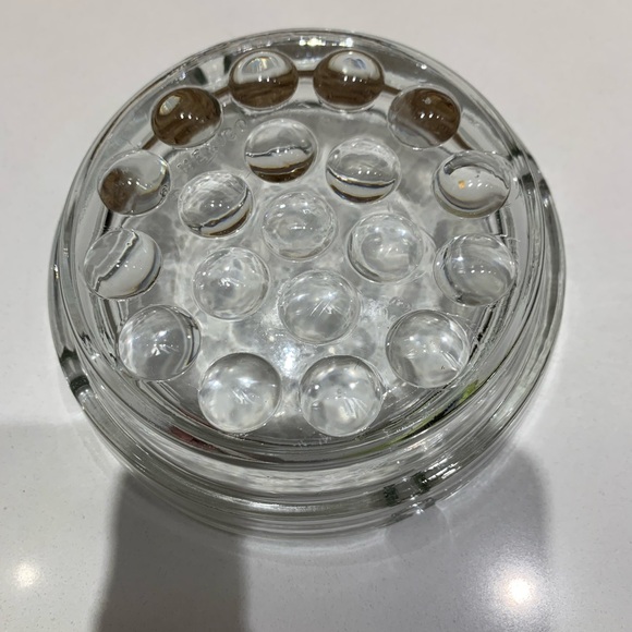 Vintage Round Clear Glass Ashtray Flower Frog Insert Tabletop Decor - Picture 2 of 5